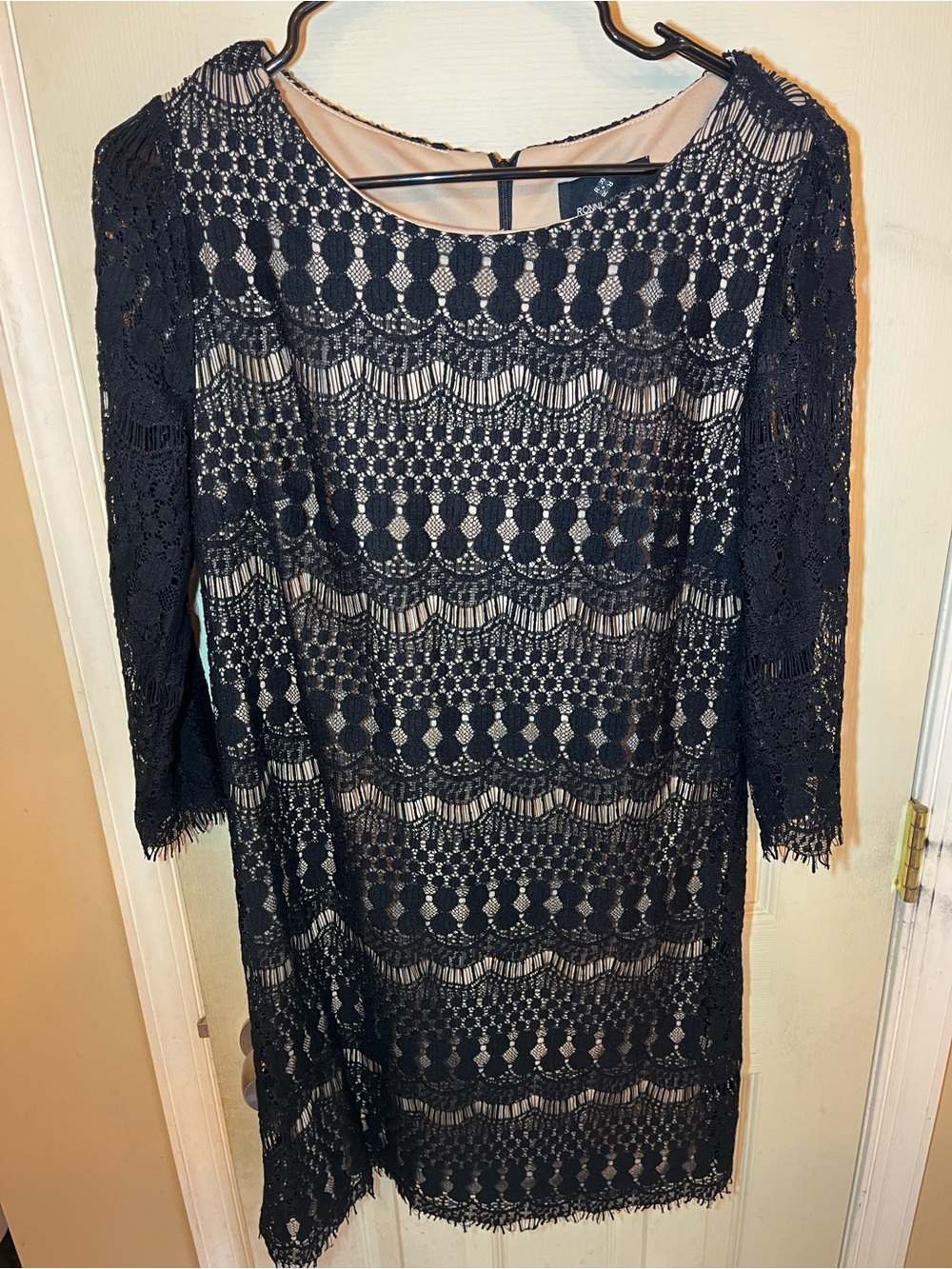 Ronni Nicole Black Lace Dress with Nude Lining